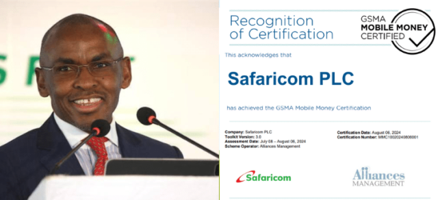 Safaricom's M-Pesa has been re-certified by the Global System for Mobile Communications Association (GSMA), cementing its position as a global leader in mobile money transfer and payments. The GSMA certification is a global initiative that provides safer, more transparent, and stronger financial services to mobile money users.