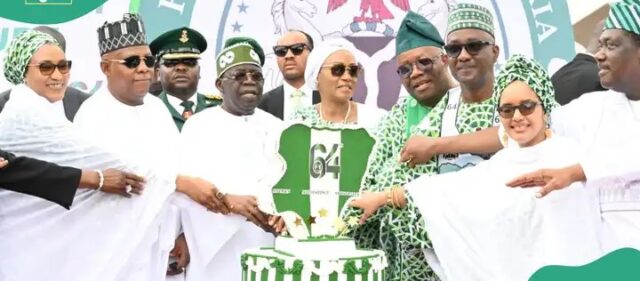 Tinubu Lists Achievements at 64th Independence Day Celebrations Amidst Protests