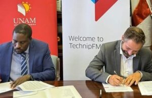 UNAM Vice Chancellor Kenneth Matengu and TechnipFMC’s Namibia Country Manager Brice Lacrampette signed the MoU, which follows a similar partnership signed last year with the Namibia University of Science and Technology